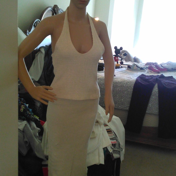 BNWT VINTAGE WHITE HOUSE BOUTIQUE 3 PC OFF WHITE/ GOLD SEXY SZ SMALL BY MARe' - Picture 8 of 12